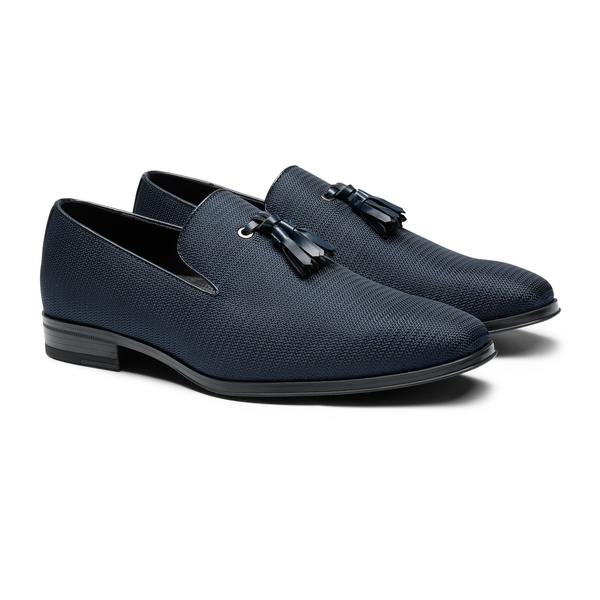 Men's Microfiber Tassle Dress Loafers - NAVY - 3